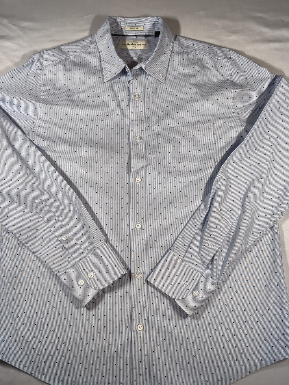 Hawker Rye Men's Light Blue Patterned Button-Down Shirt
